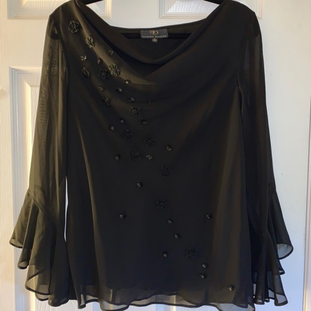 Sandra Darren Embellished Blouse Womens Size 10